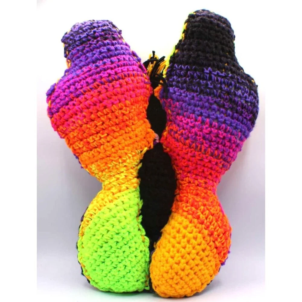 Handmade Crochet Butterfly Pillow Rainbow Cozy Plush Toy Security Cottagecore